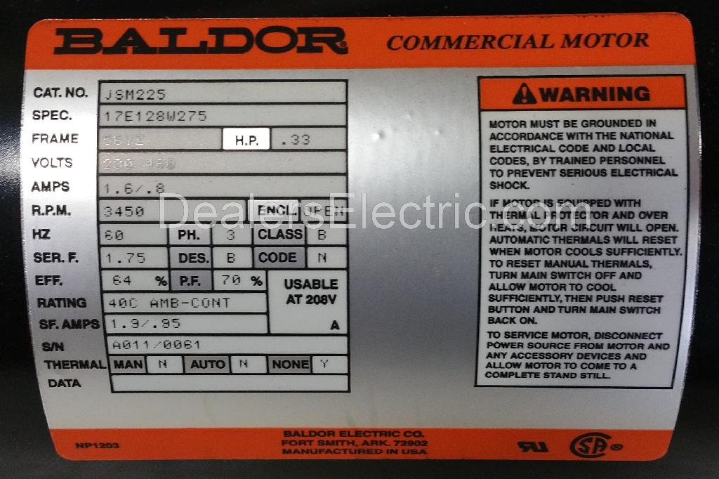 JSM225-Dealers Electric-Baldor