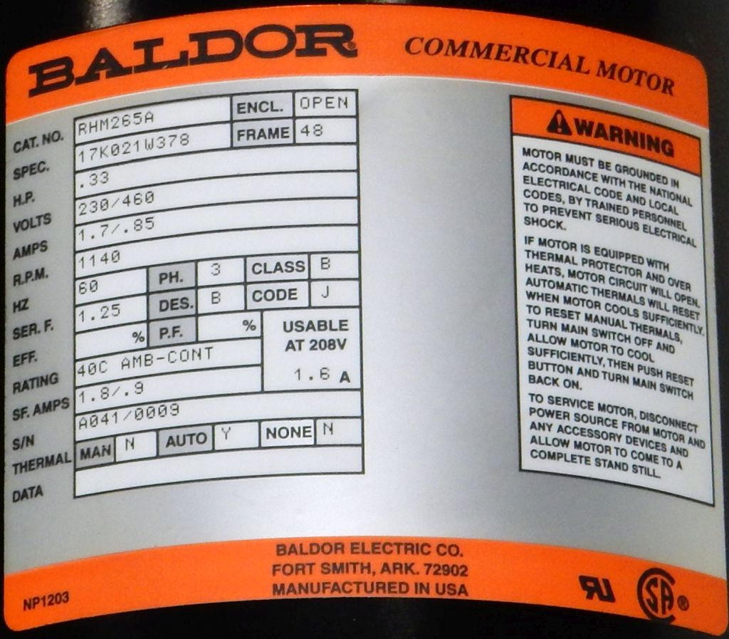 RHM265A-Dealers Electric-Baldor