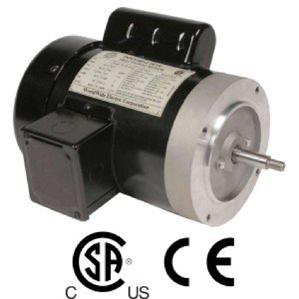 NT1-36-56CB 1 HP 3600 RPM WORLDWIDE SINGLE PHASE MOTOR C-FACE REMOVABLE BASE
