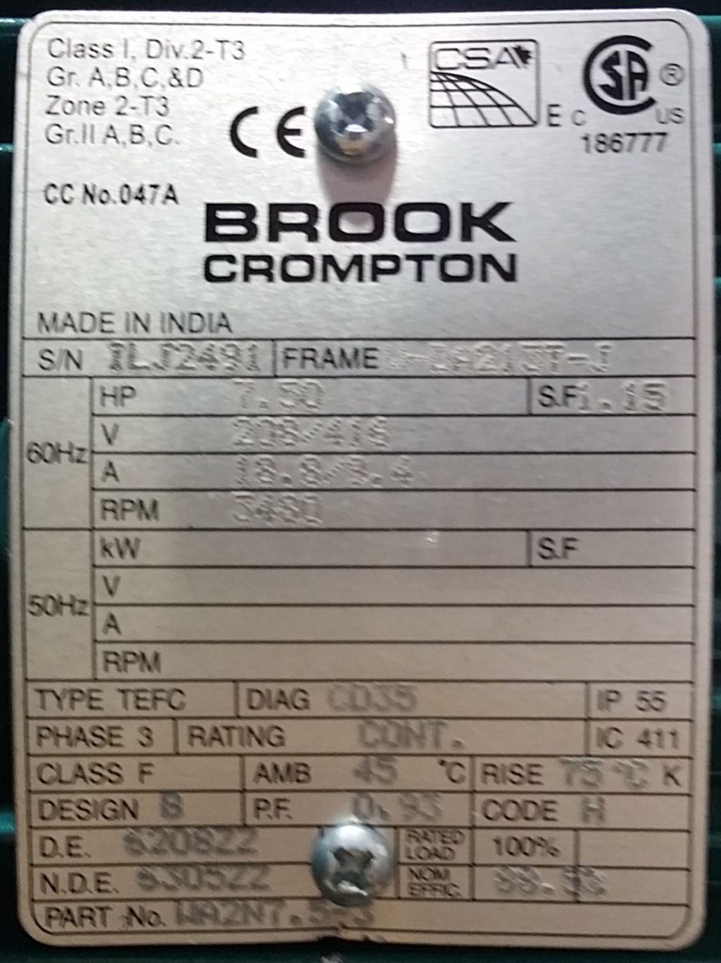 WA2N7.5-3-Dealers Electric-Brook Crompton