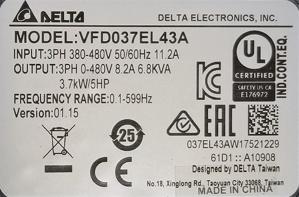 VFD037EL43A-Delta-Dealers Industrial