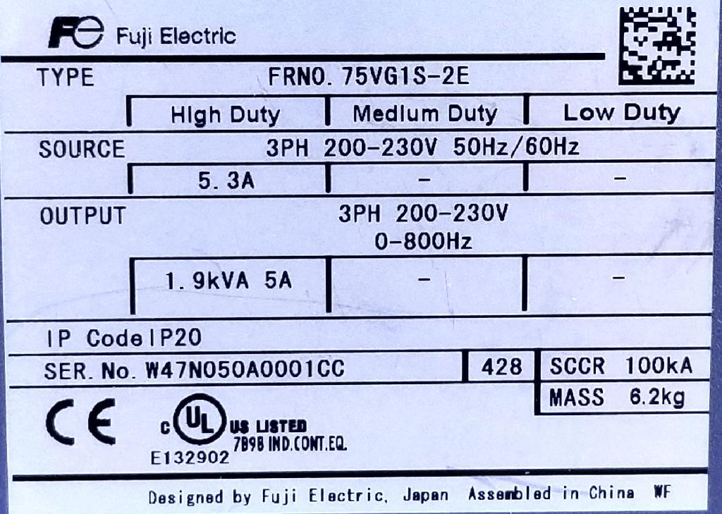 FRN0.75VG1S-2E-Fuji-Dealers Industrial
