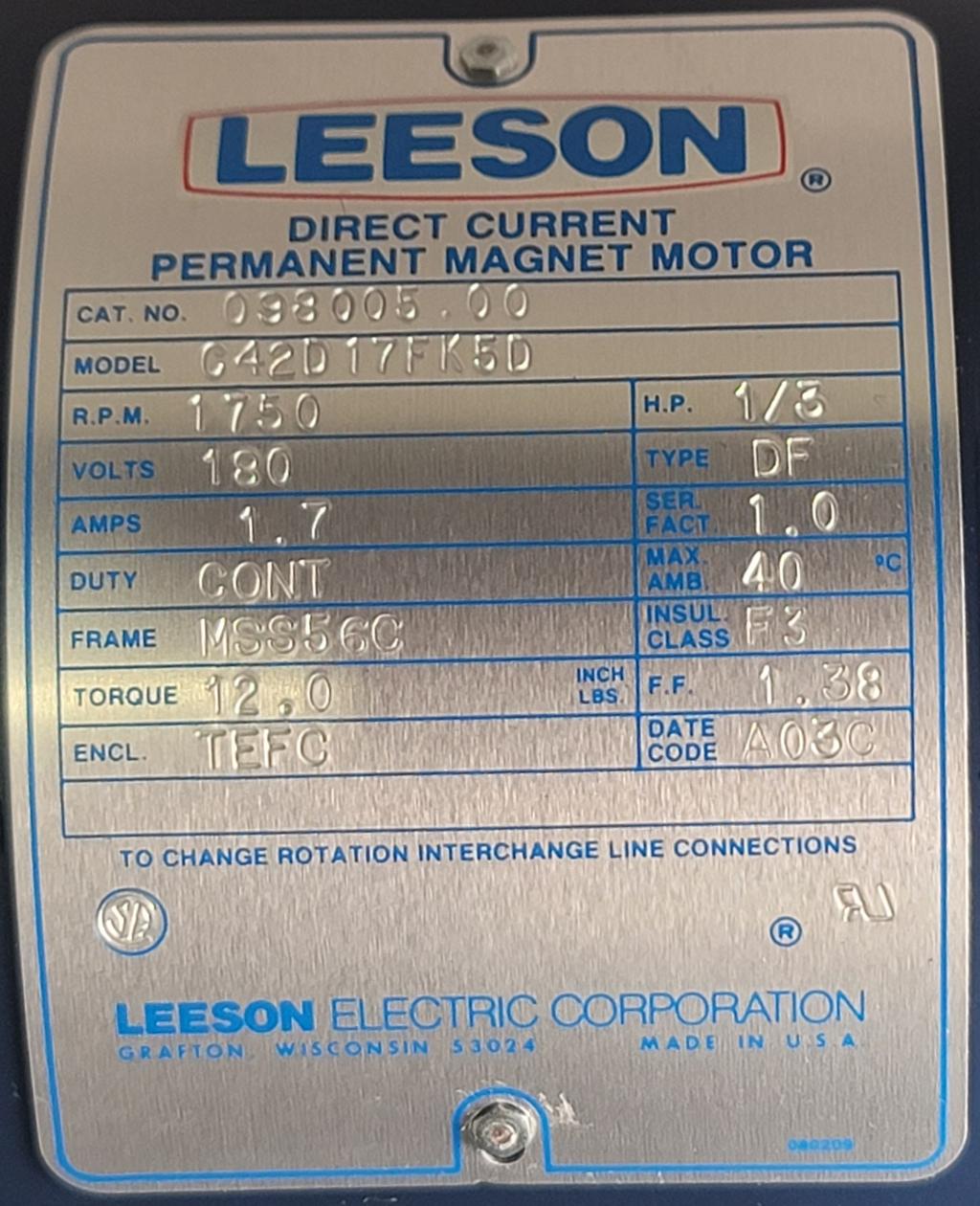 098005.00--LEESON-Dealers Industrial