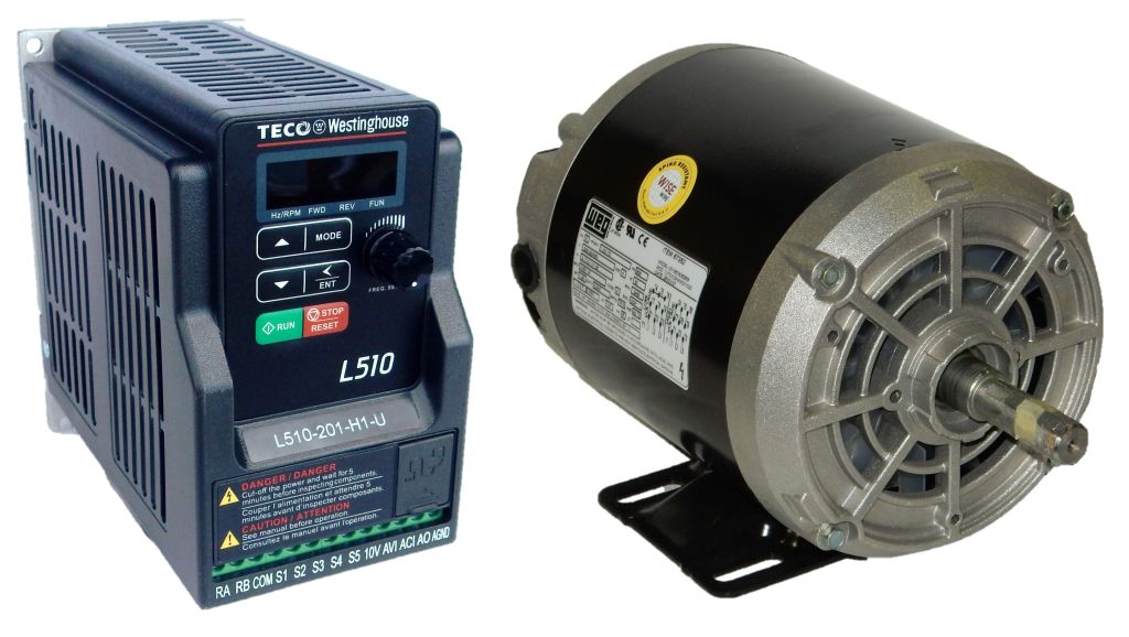 1 HP 3600 RPM WEG Motor  with 1 HP 230 Volts Teco VFD  