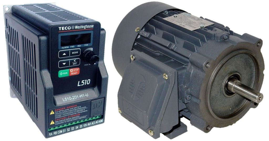 .75 HP 3600 RPM 230 Volts Input Package-Dealers Electric-Techtop Motor/Teco Drive