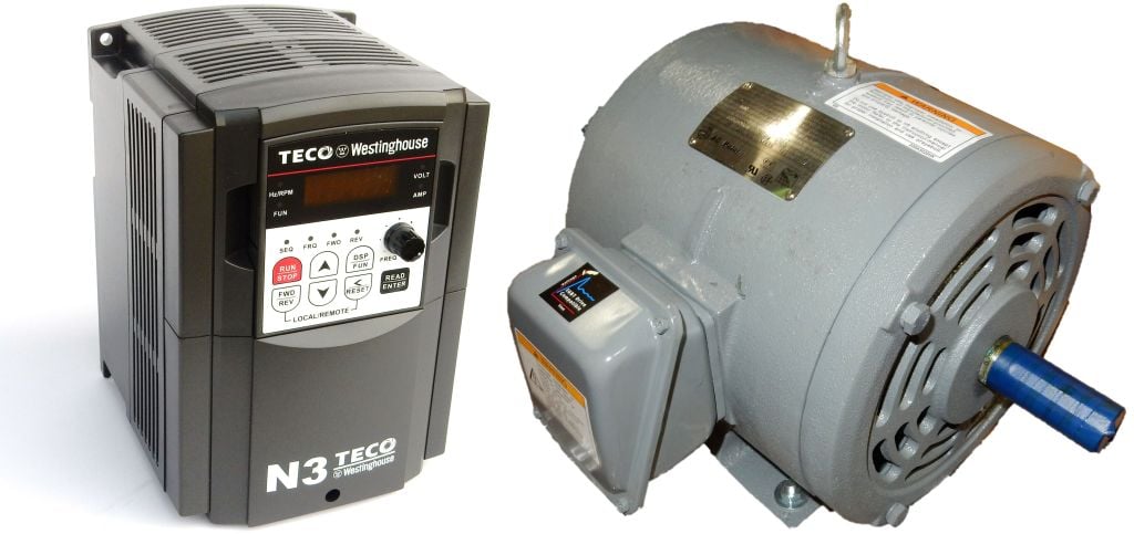 5 HP 3600 RPM 230 Volts Input Package-Dealers Electric-G.E. Motor/Teco Drive