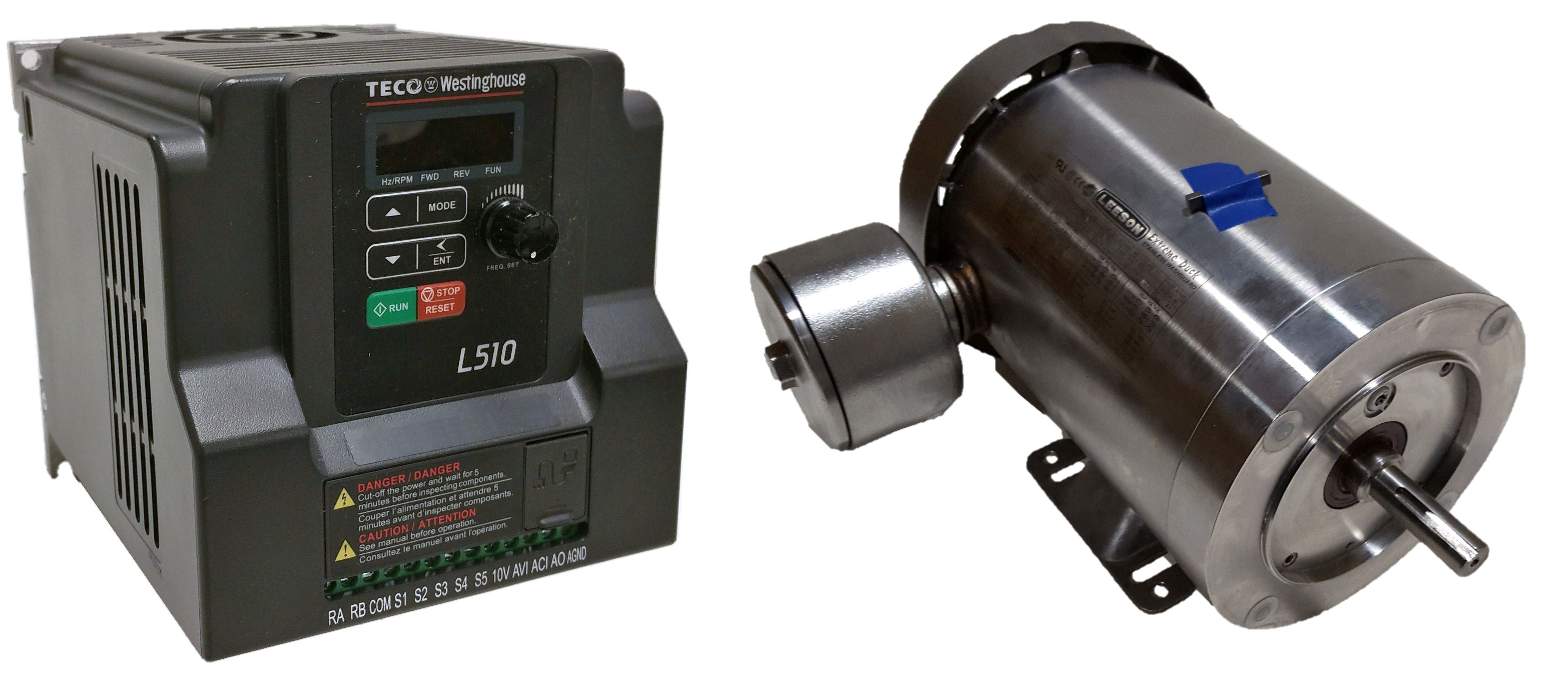 3 HP 3600 RPM 230 Volts Input Package-Dealers Industrial Equipment-Leeson Motor/Teco Drive