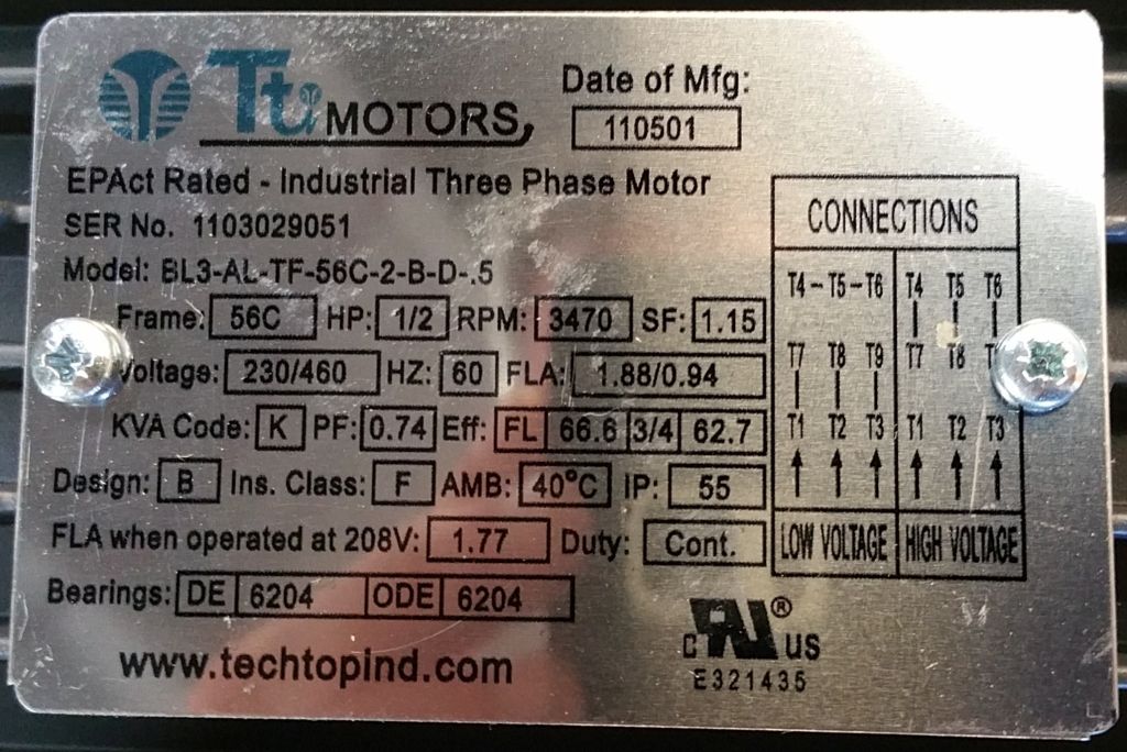 Package-BL3-AL-TF-56C-2-B-D-.5--and-L510-1P5-H1-U-Techtop Motor/Teco Drive-Dealers Industrial